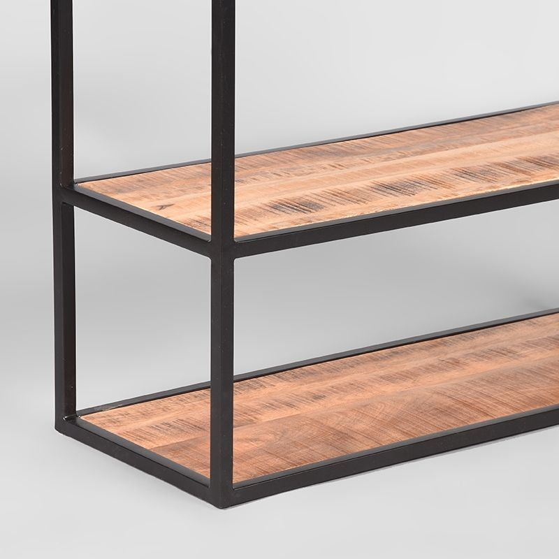 Bücherregal braun-schwarz Holz, Metall Regal schwarz, Regal Holz schwarz, Breite 87 cm