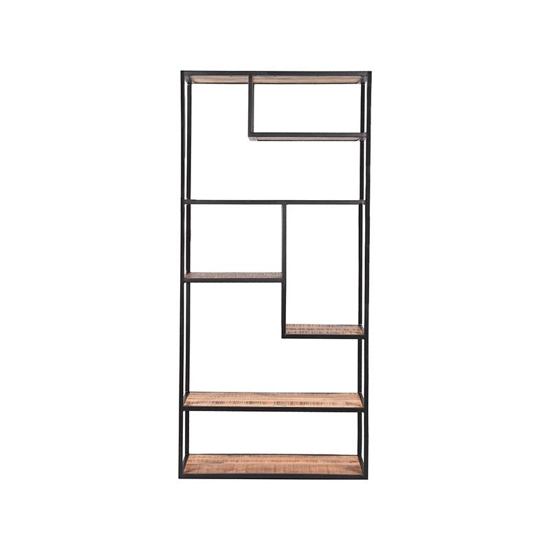 Bücherregal braun-schwarz Holz, Metall Regal schwarz, Regal Holz schwarz, Breite 87 cm