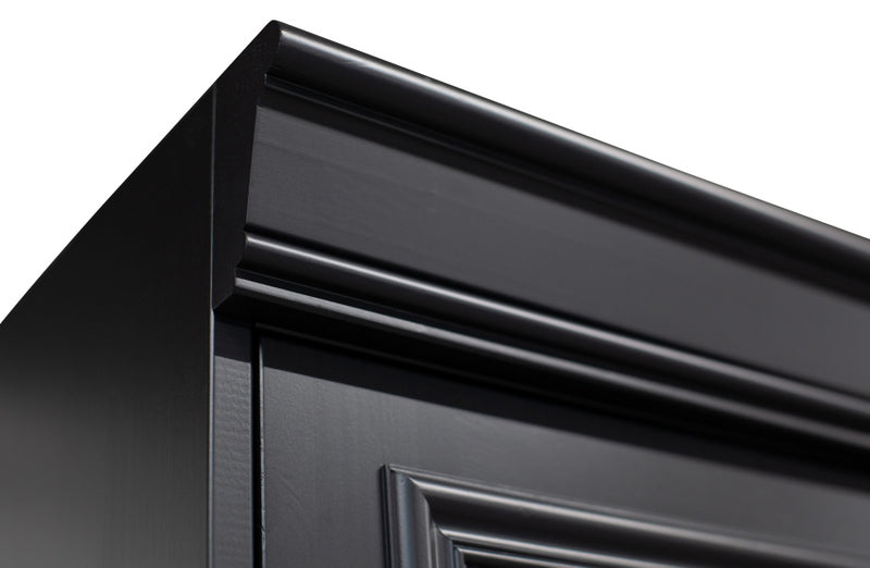 Vitrine schwarz, Geschirrschrank schwarz, Bücherschrank schwarz, Breite 110 cm