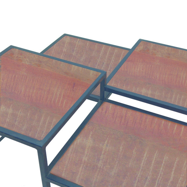 Couchtisch Metall Gestell, Couchtisch Tischplatte Holz, Maße 70x70 cm