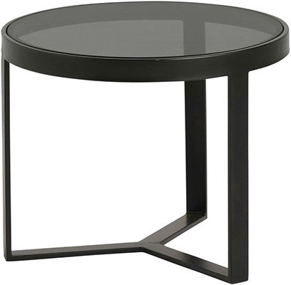 Beistelltisch rund Glas schwarz, Glastisch rund schwarz,  Durchmesser 50 cm