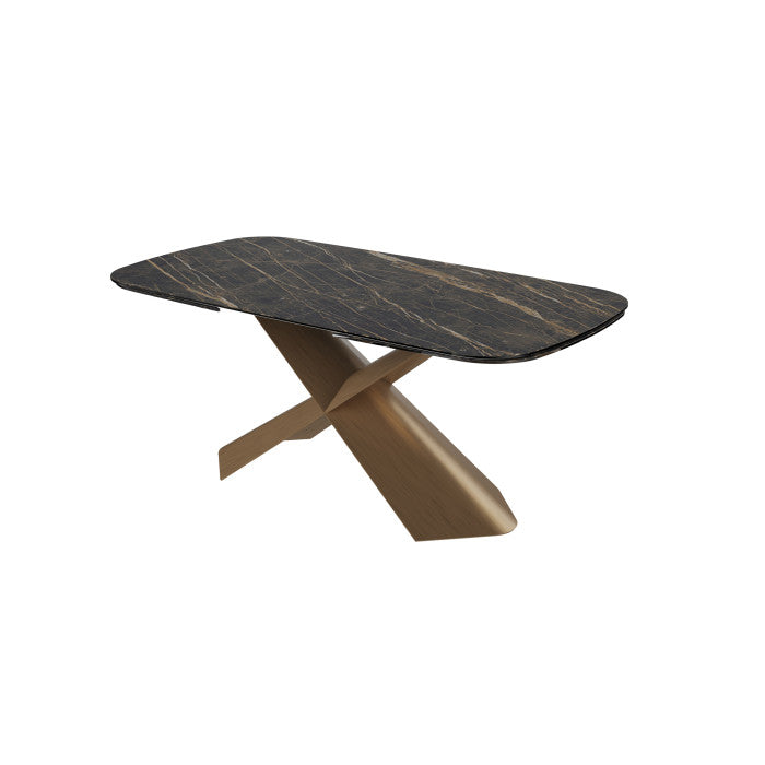 Esstisch Bronze-grau Keramik-Tischplatte, Tisch Keramik ausziehbar, Länge 180-280 cm