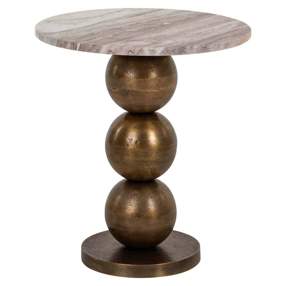Beistelltisch Bronze-beige, runder Beistelltisch Marmor, Durchmesser 45 cm