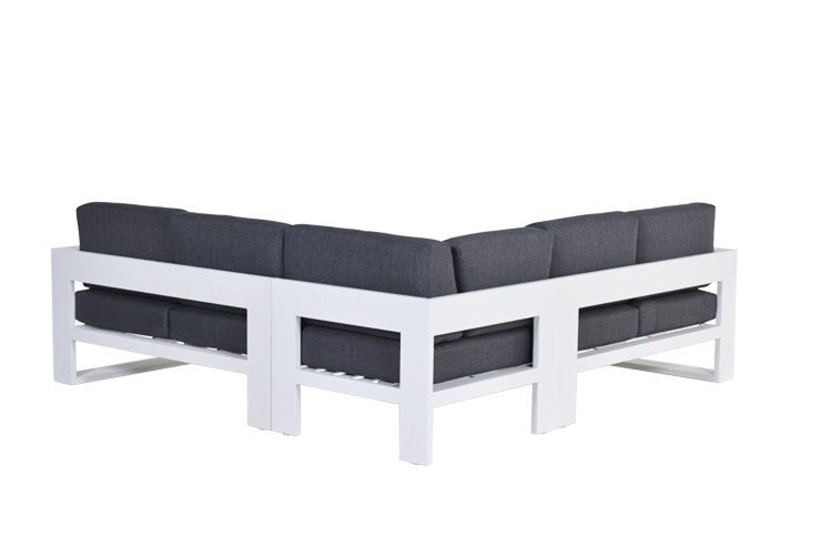 Lounge Sitzecke weiß, Garten Sitzecke weiß, Gruppensitzbank weiß, Sitzgruppe Aluminium weiß