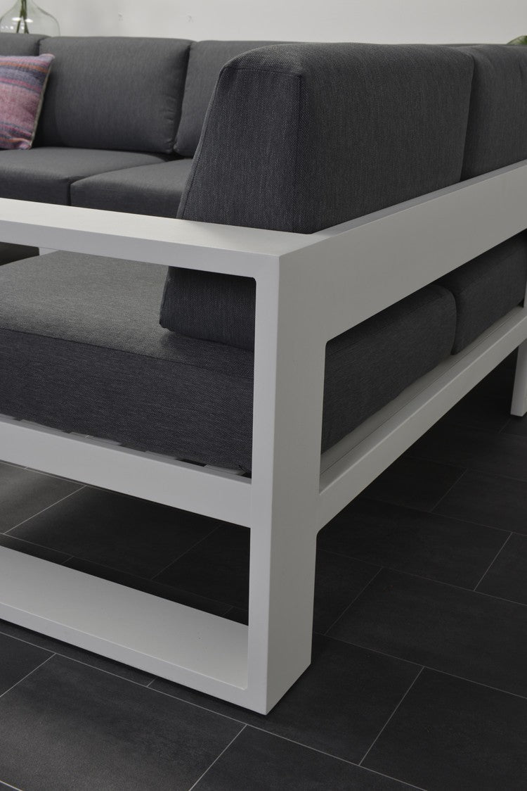 Lounge Sitzecke weiß, Garten Sitzecke weiß, Gruppensitzbank weiß, Sitzgruppe Aluminium weiß