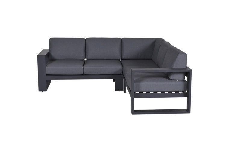 Lounge Sitzecke schwarz, Garten Sitzecke schwarz, Gruppensitzbank schwarz, Sitzgruppe Aluminium schwarz