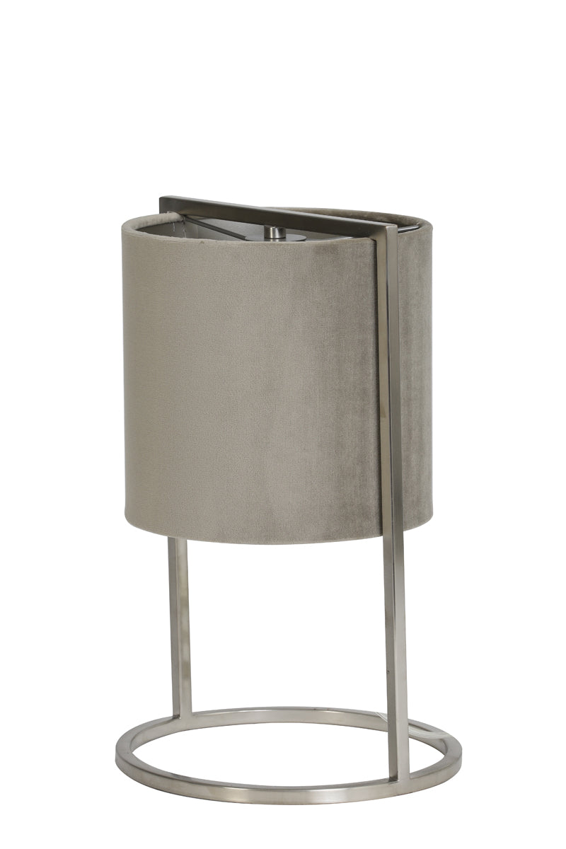 Tischlampe grau Lampenschirm, Tischleuchte grau, Tischlampe Lampenschirm grau, Höhe 35 cm