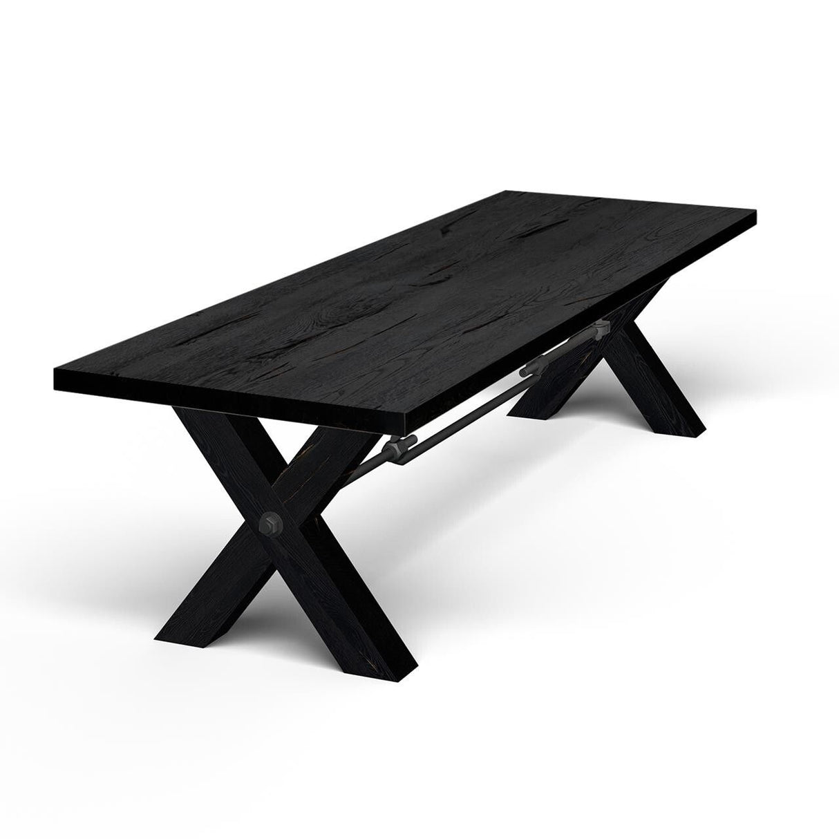 Esstisch schwarz X-Tischbeine Holz Eiche, Tisch schwarz Eiche massiv, Länge 180 cm