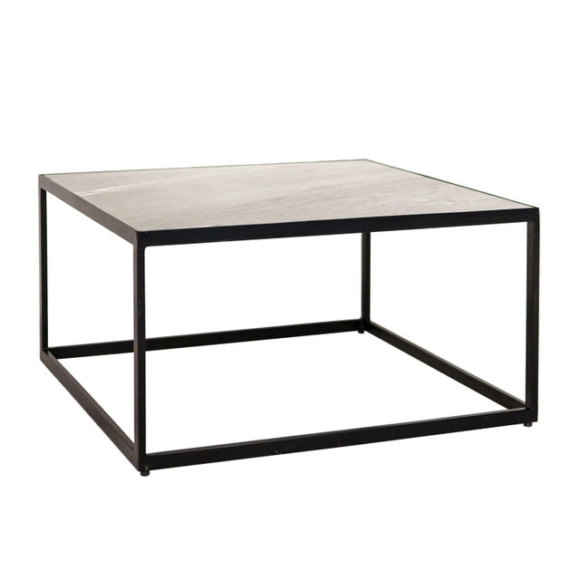 Couchtisch Metall Gestell, Couchtisch Tischplatte Holz, Maße 70x70 cm