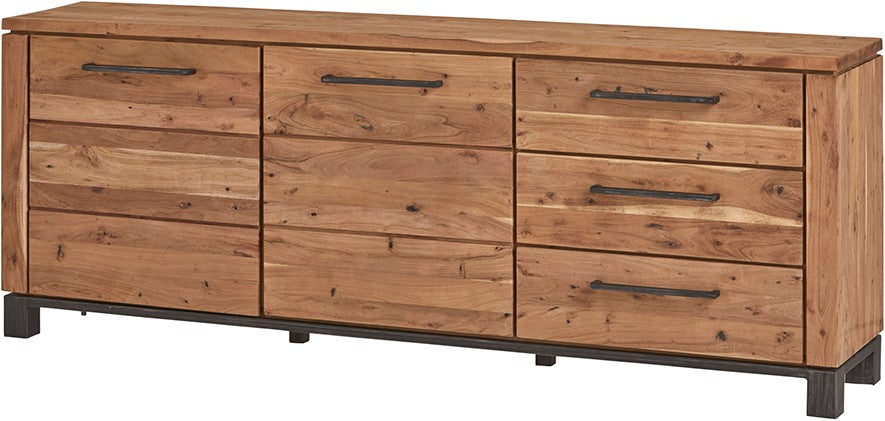 Sideboard Massivholz braun, Anrichte Metall Holz, Breite 220 cm
