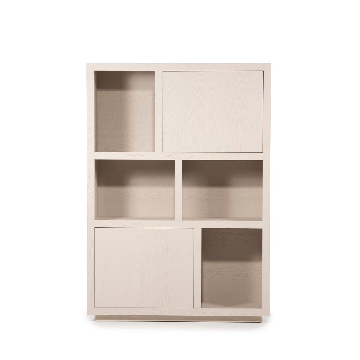 Highboard beige-taupe Eiche furniert, Schrank taupe mit zwei Türen, Wohnzimmerschrank taupe Holz Eiche furniert, Breite 120 cm