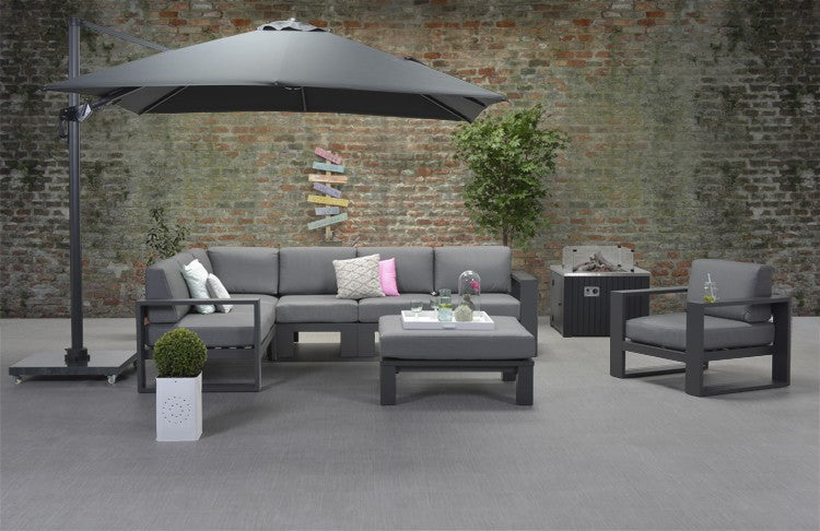 Lounge Sitzecke schwarz, Garten Sitzecke schwarz, Gruppensitzbank schwarz, Sitzgruppe Aluminium schwarz