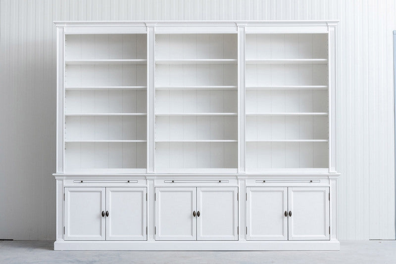 Bücherschrank weiß Landhausstil, Schrank weiß Landhaus, Breite 300 cm