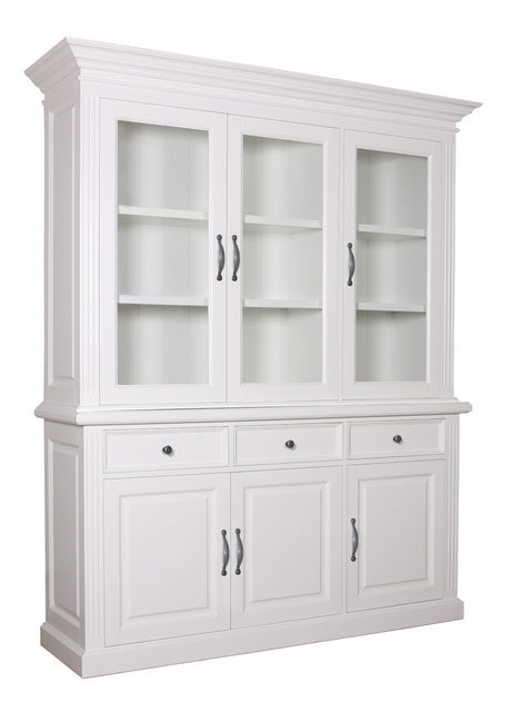 Buffetschrank weiß Landhausstil, Vitrine weiß Landhaus, Geschirrschrank weiß, Breite 182 cm