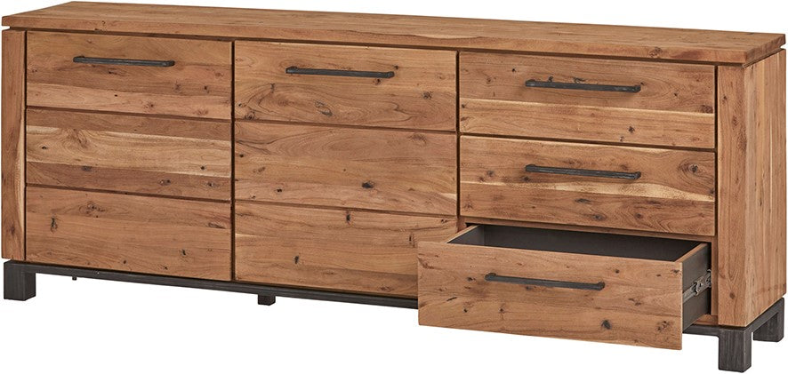 Sideboard Massivholz braun, Anrichte Metall Holz, Breite 220 cm
