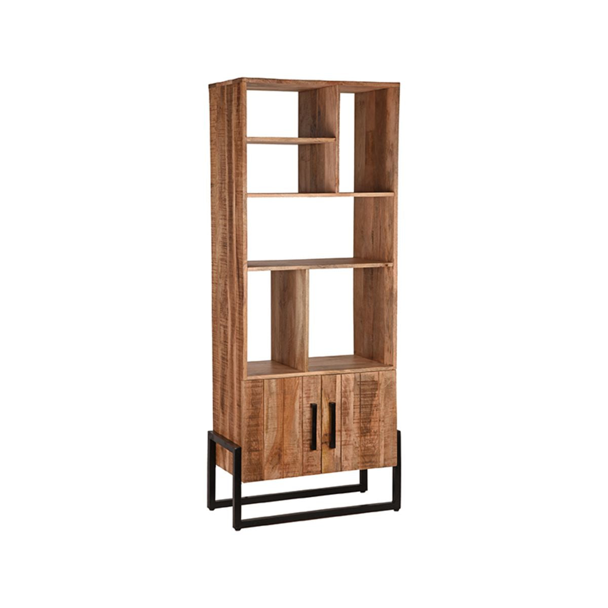 Bücherregal Naturholz braun, Regal braun Naturholz, Regal Holz mit Schubladen, Breite 80 cm