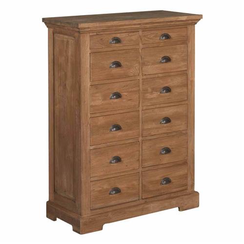 Kommode Teakholz braun, Kommode Massivholz mit Schublade braun, Höhe 120 cm