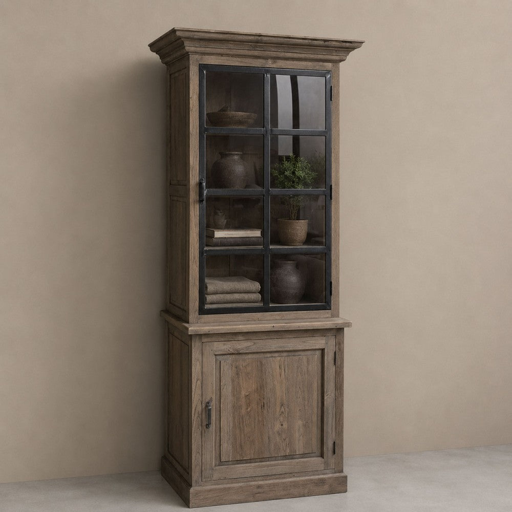 Vitrine Altholz , Geschirrschrank rustikal Altholz, Breite 75 cm