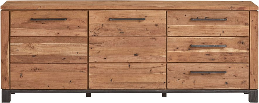 Sideboard Massivholz braun, Anrichte Metall Holz, Breite 220 cm