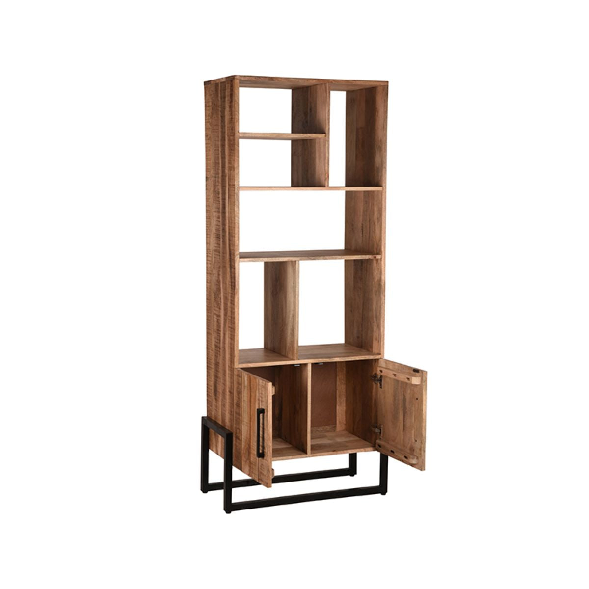 Bücherregal Naturholz braun, Regal braun Naturholz, Regal Holz mit Schubladen, Breite 80 cm