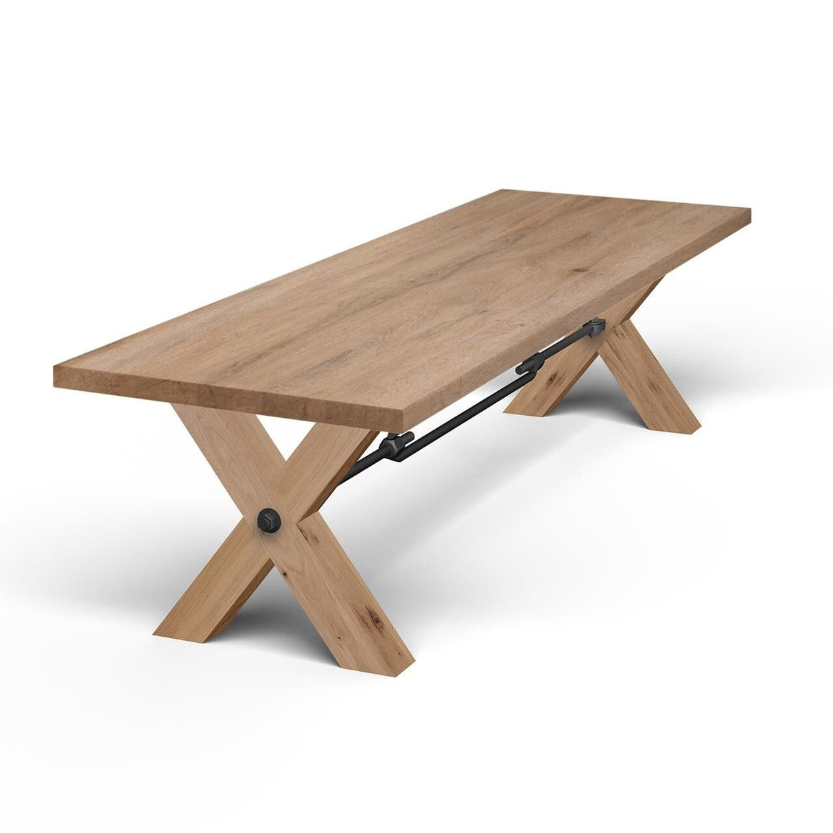 Esstisch X-Tischbeine Eiche-Natur, Tisch Eiche massiv, Länge 180 cm