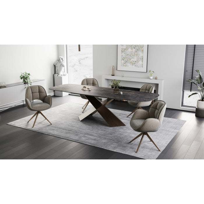 Esstisch Bronze-grau Keramik-Tischplatte, Tisch Keramik ausziehbar, Länge 180-280 cm