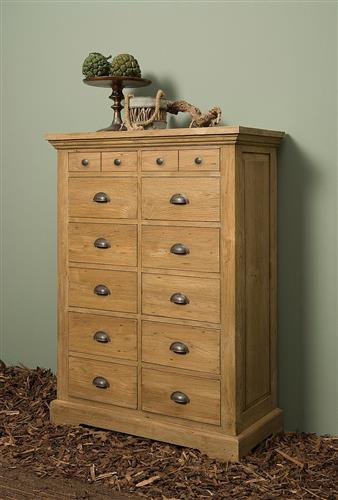 Kommode Teakholz braun, Kommode Massivholz mit Schublade braun, Höhe 120 cm