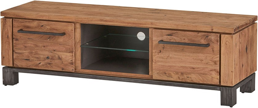 TV Schrank Massivholz braun, Fernsehschrank Metall Holz, TV Board Holz, Breite 170 cm