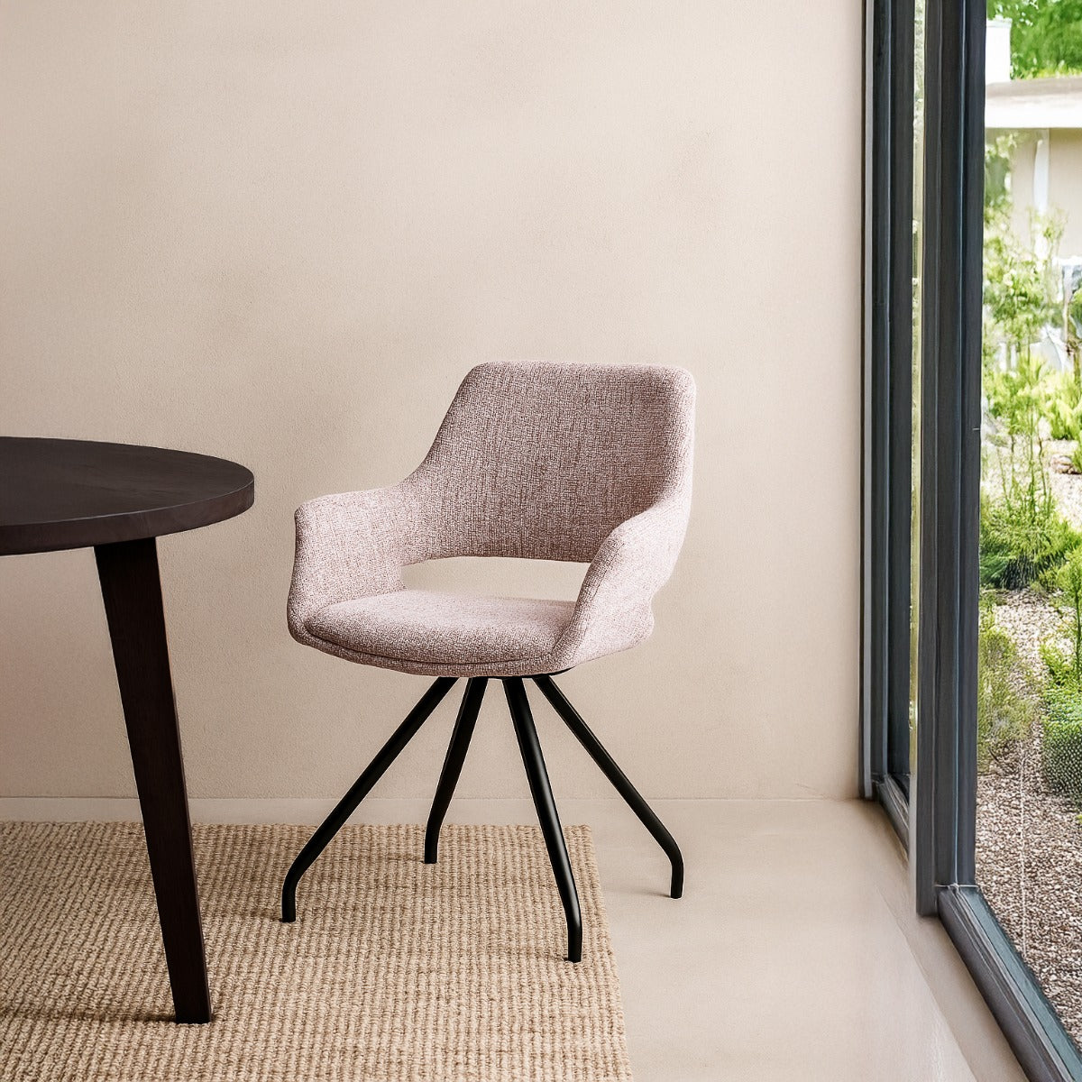 Stuhl drehbar Farbe rosa, Esszimmerstuhl rosa drehbar, Breite 61 cm