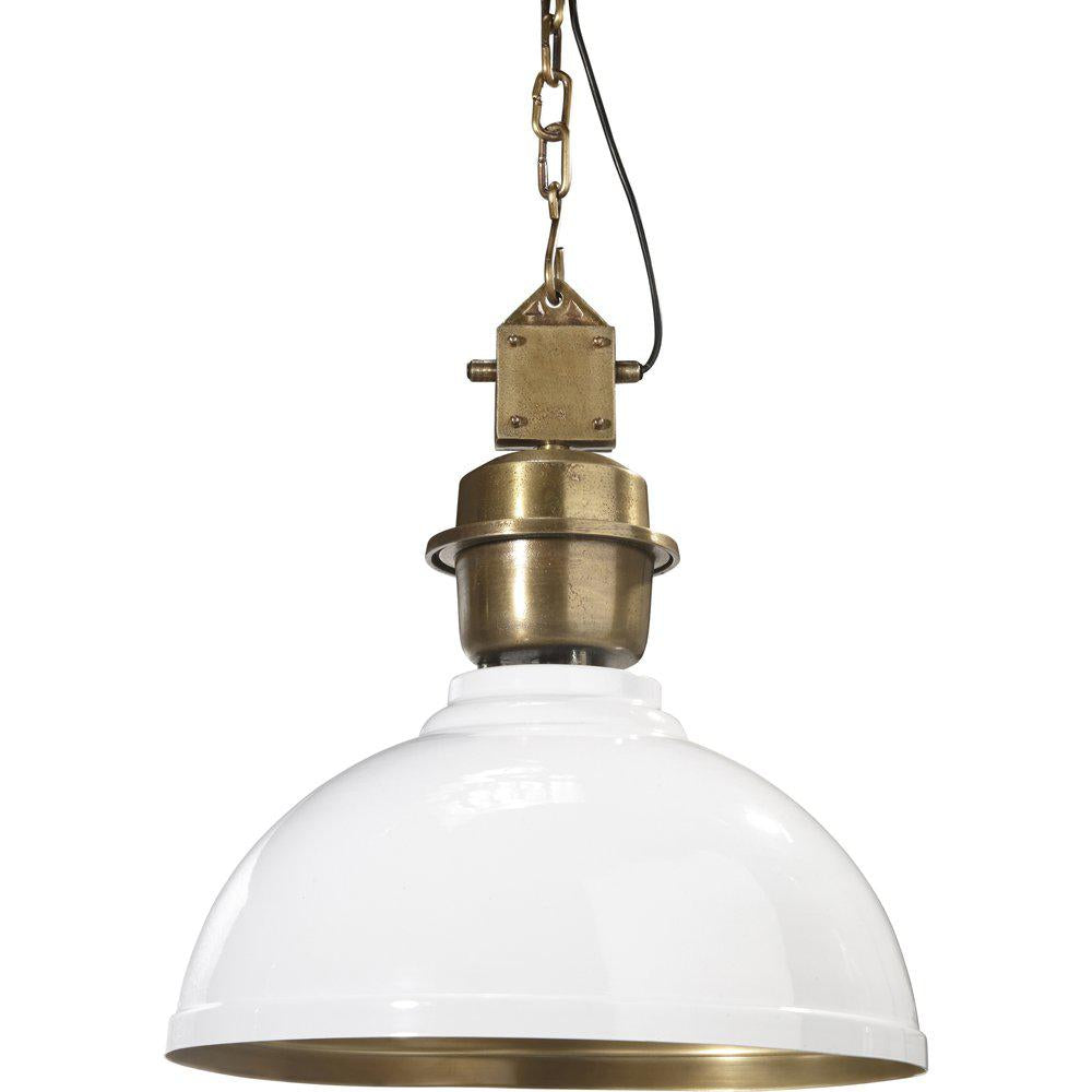Pendelleuchte weiß-Gold, Hängelampe weiß, Industrielampe weiß-Gold, Durchmesser 52 cm