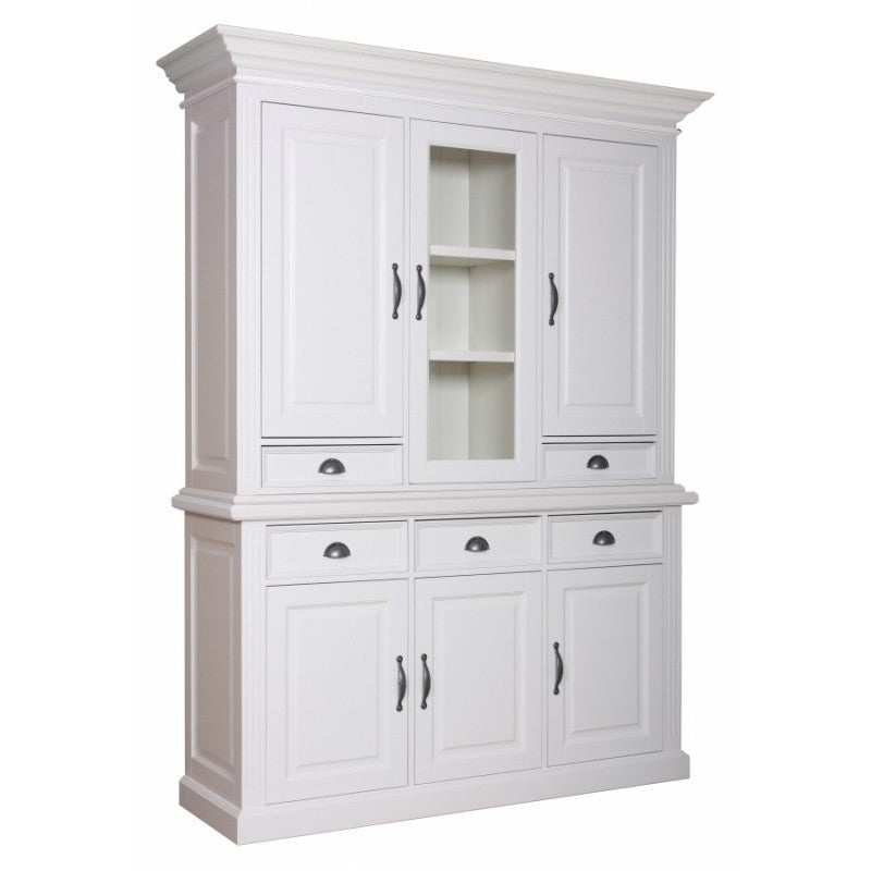 Buffetschrank weiß Landhausstil, Vitrine weiß Landhaus, Geschirrschrank weiß, Breite 167 cm