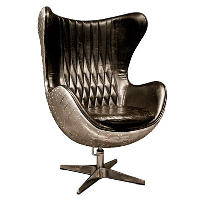 Sessel Aluminium, Drehsessel Aircraft, Ohrensessel Industriedesign, Sessel Aircraft schwarz-Silber