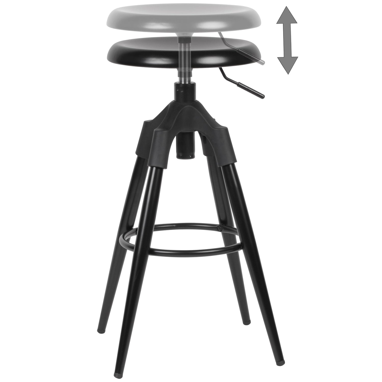 Barhocker Metall schwarz, Barhocker schwarz höhenverstellbar, Barstuhl schwarz