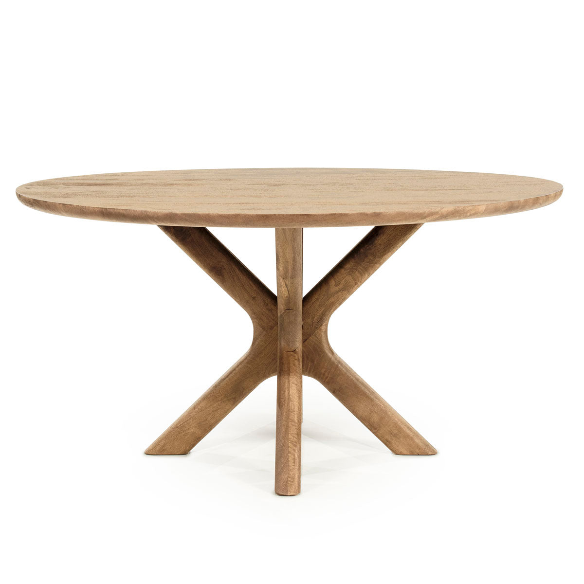 Round brown dining table, round brown solid wood table, round solid wood tabletop, diameter 120 cm