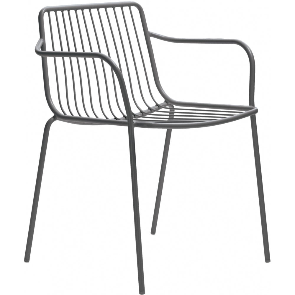 Metall Gartenstuhl mit Armlehne stapelbar, Gartenstuhl terracotta Metall, Outdoorstuhl terracotta Metall, Höhe 77 cm