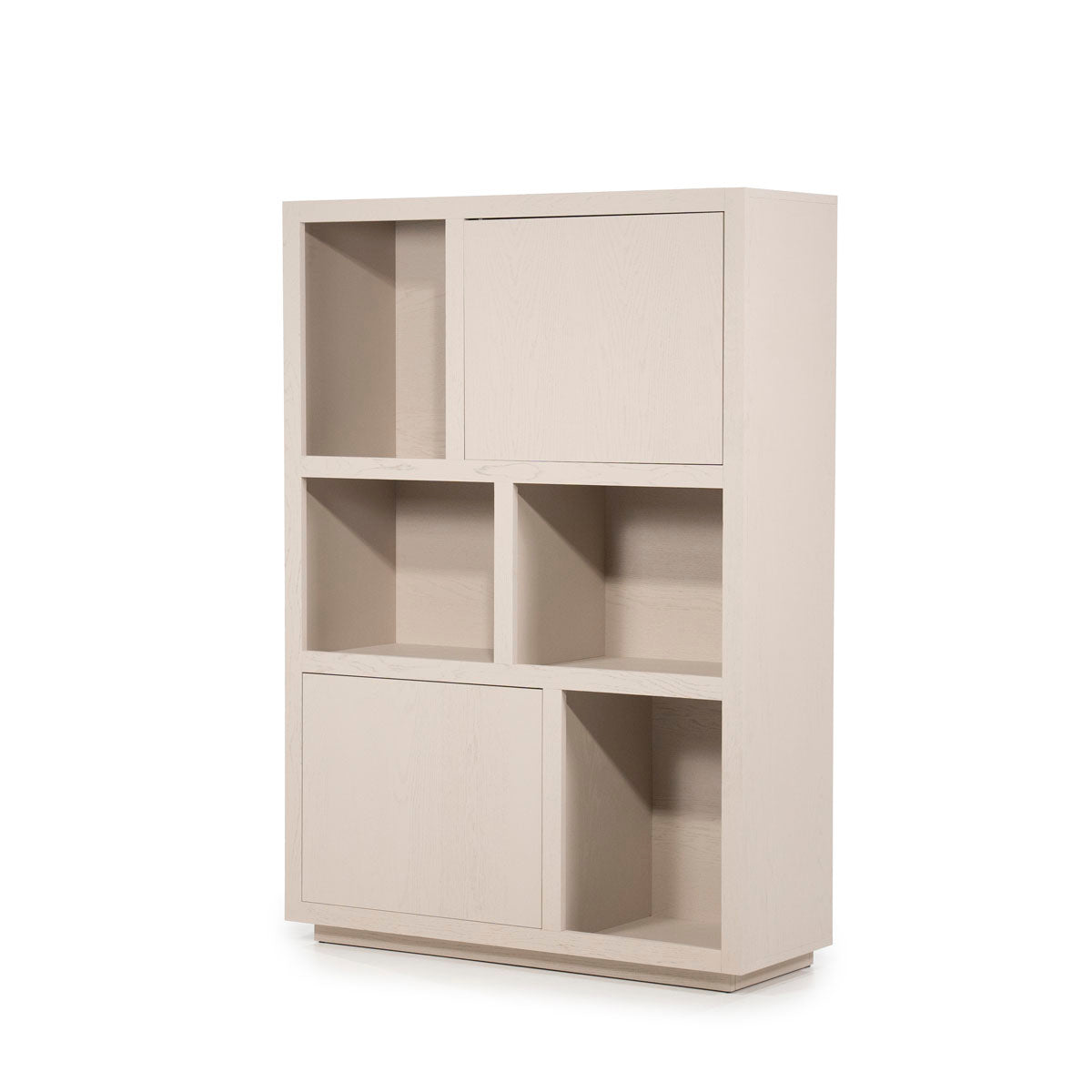 Highboard beige-taupe Eiche furniert, Schrank taupe mit zwei Türen, Wohnzimmerschrank taupe Holz Eiche furniert, Breite 120 cm