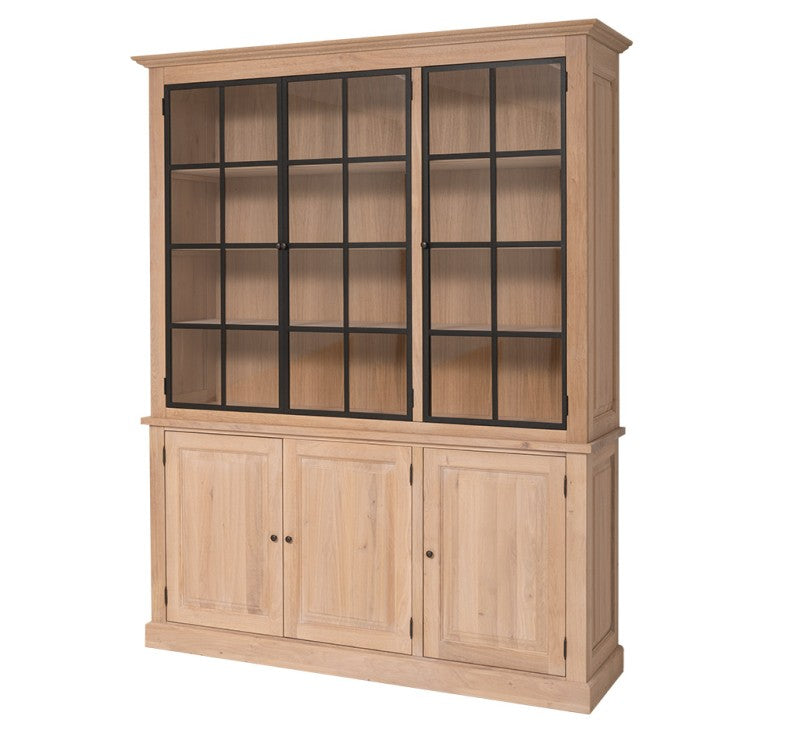 Geschirrschrank Eiche im Landhausstil, Vitrinen Eiche, Breite 186 cm