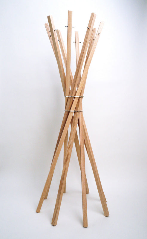 Garderobenständer Holz massiv, moderne Garderobe, Farbe Naturholz, Ø 65 cm