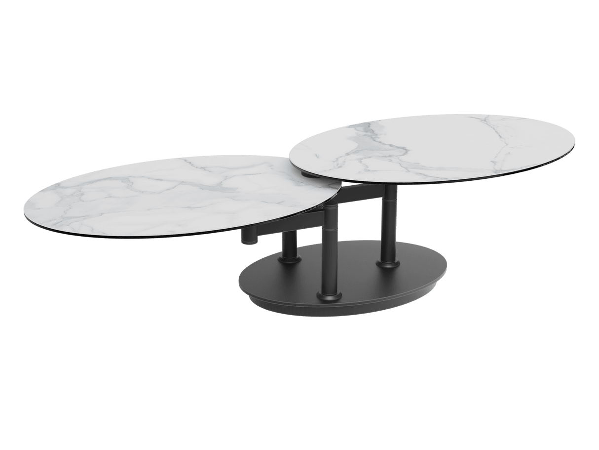 Couchtische weiß-grau oval ausziehbar Keramik, ovaler Couchtisch Keramik ausziehbar, Maße: 90-150 cm Farbe: schwarz, Mar