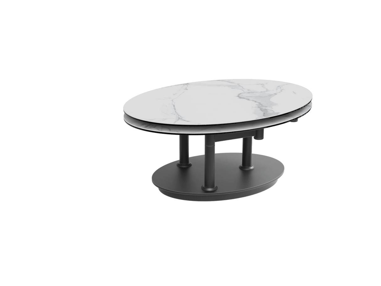 Couchtische weiß-grau oval ausziehbar Keramik, ovaler Couchtisch Keramik ausziehbar, Maße: 90-150 cm Farbe: schwarz, Mar