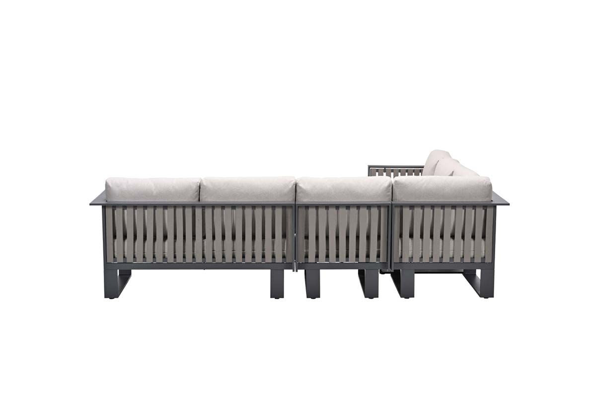 Garteneckbank taupe 4-teilig, Maße: 220 x 220 cm