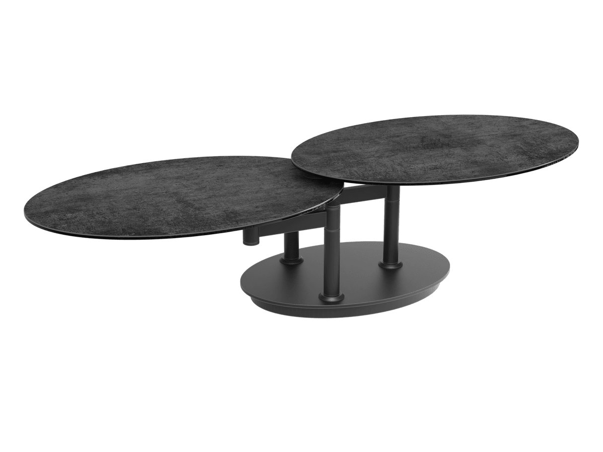 Couchtische anthrazit-grau oval ausziehbar Keramik, ovaler Couchtisch Keramik ausziehbar, Maße: 90-150 cm