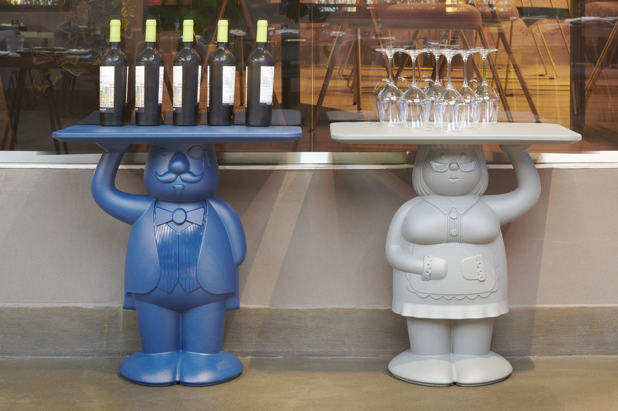 Garten-Beistelltisch Diener, Beistelltisch blau Kunststoff, Höhe 68 cm