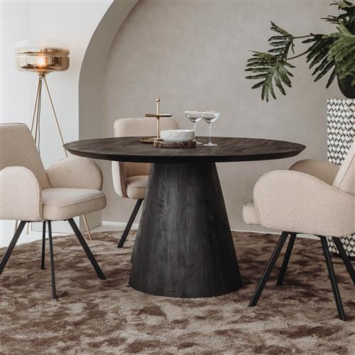 Black round dining table, Round black table, Black-gold dining table, Diameter 150 cm