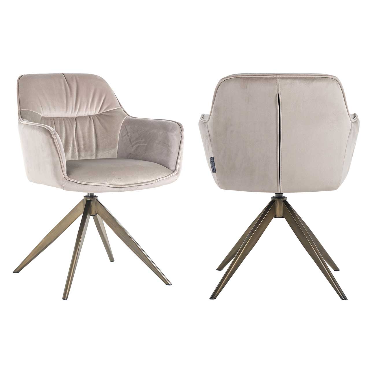 Stuhl beige Samt, Stuhl mit Lehne drehbar