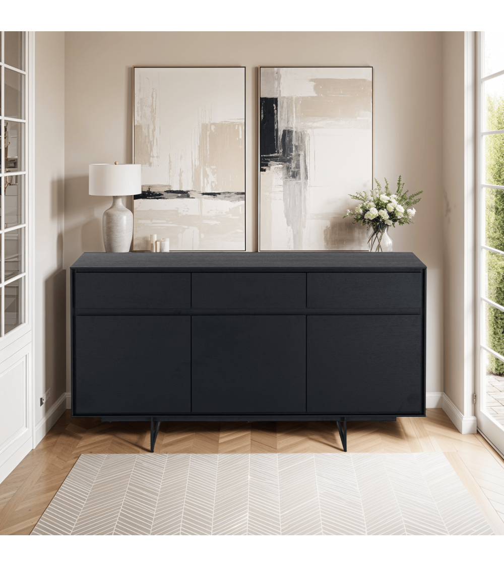 Sideboard schwarz, Anrichte schwarz, Breite 155 cm