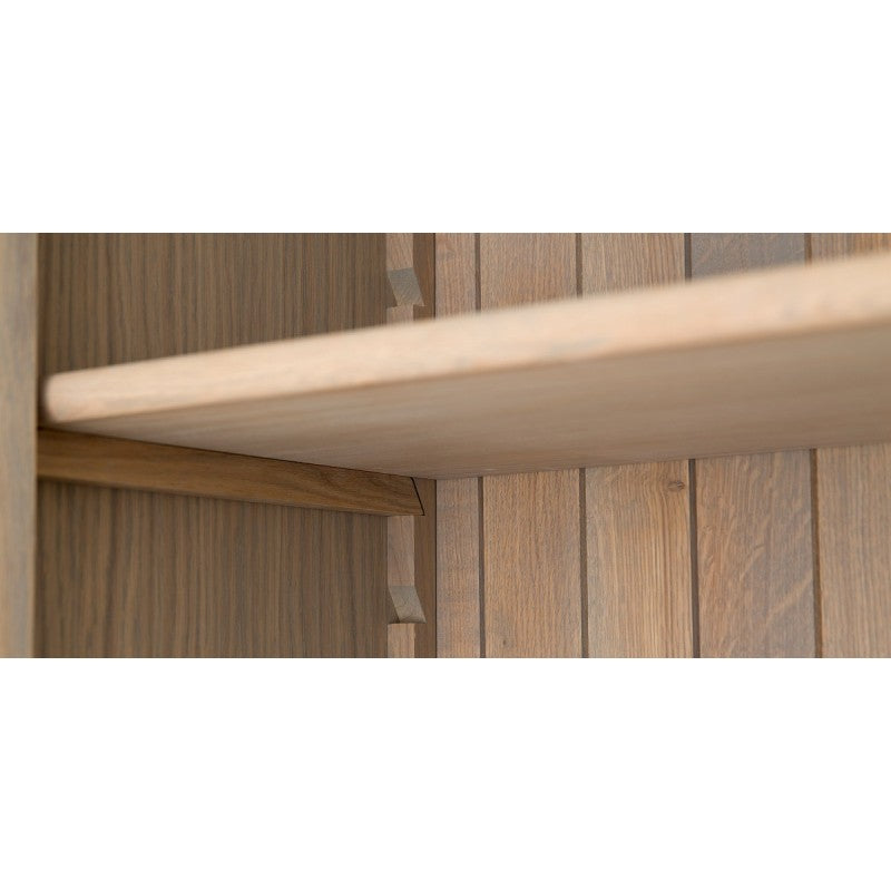 Bücherschrank Eiche mit Beleuchtung, Geschirrschrank Eiche Landhausstil, Schrank mit Beleuchtung Landhaus, Breite 218 cm