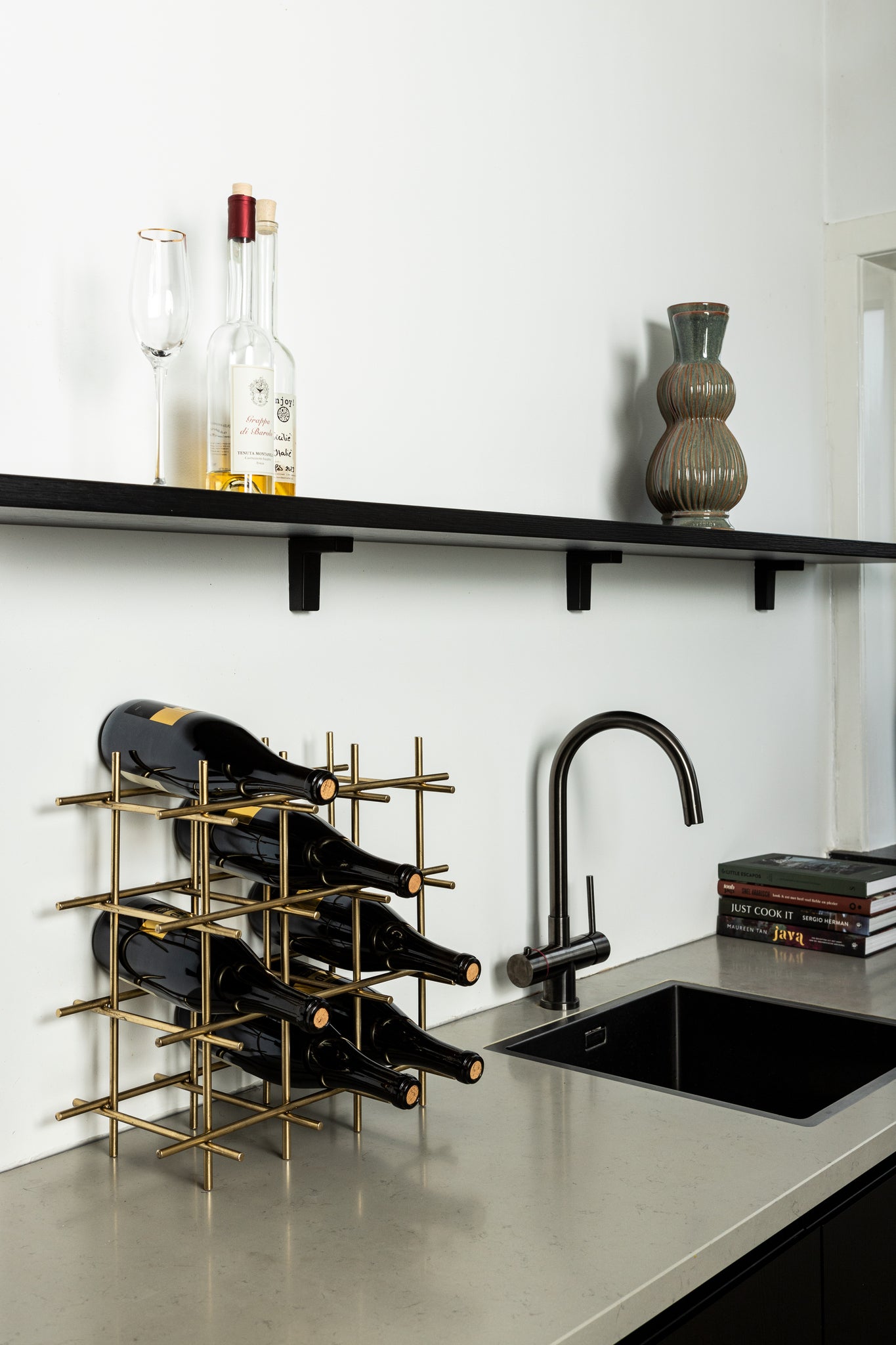 Weinregal Gold, Metall-Weinregal Gold, Breite 40 cm