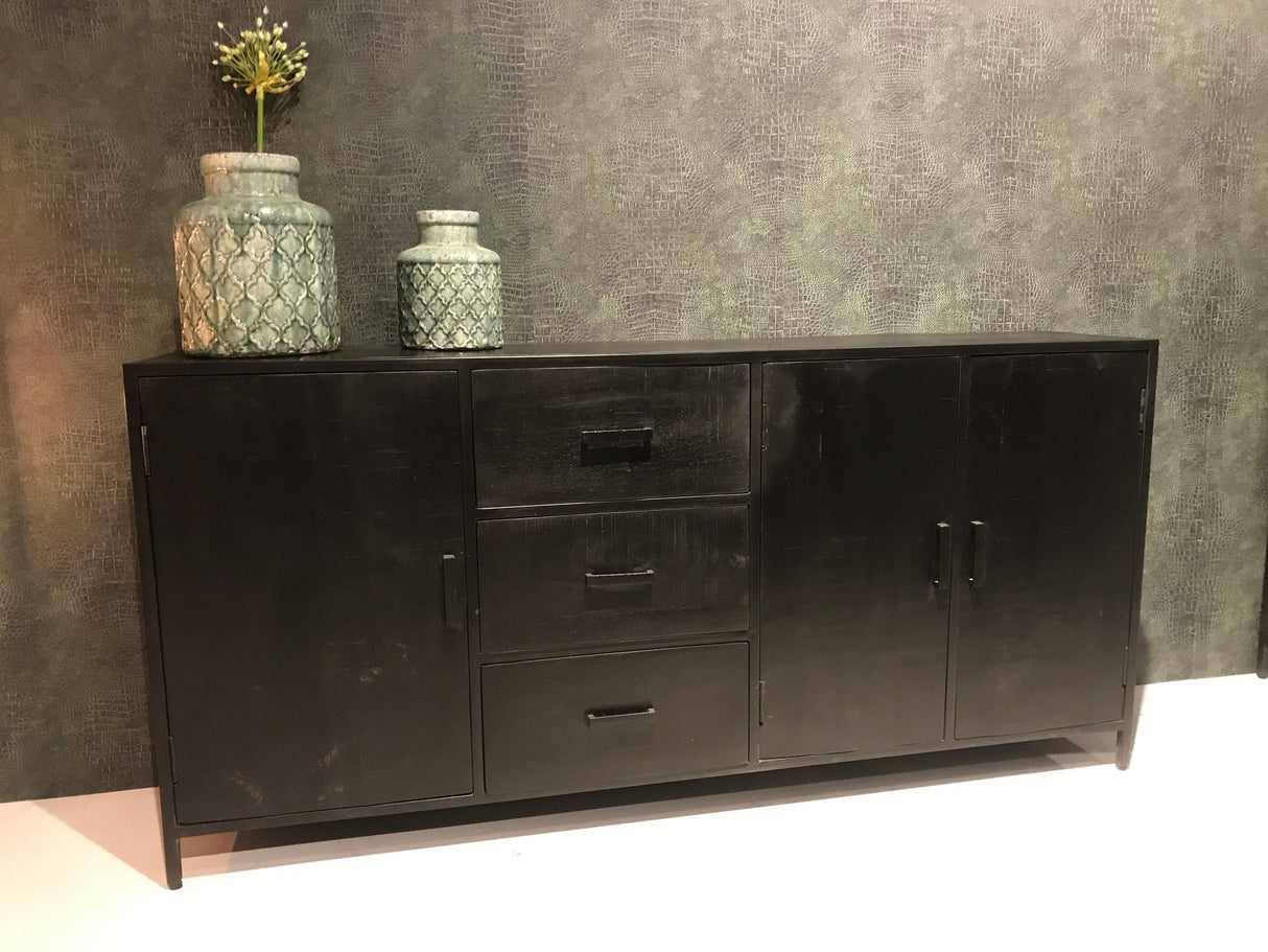 Sideboard schwarz, Anrichte schwarz, Schrank schwarz, Breite 180 cm