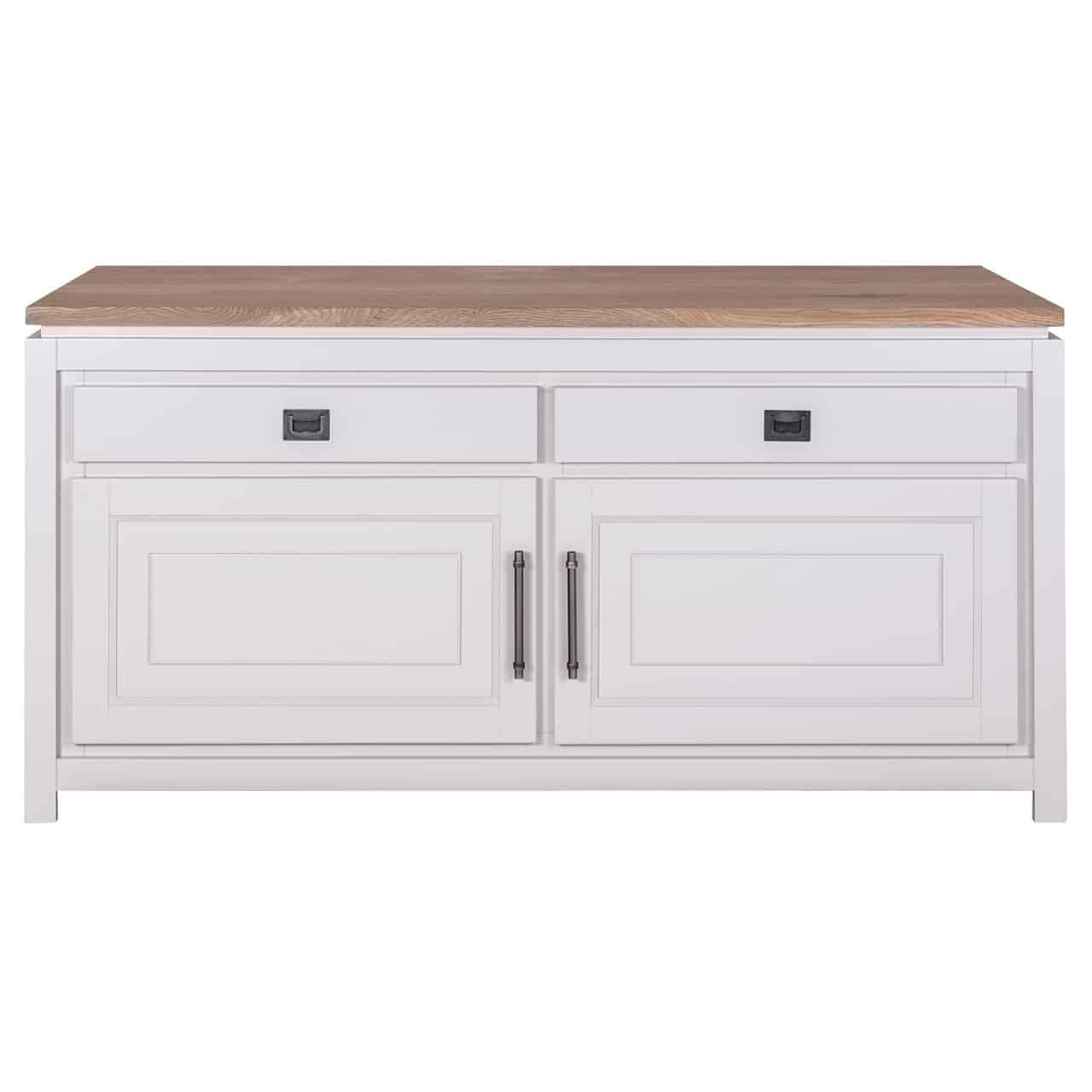 Sideboard weiß Eiche Massivholz, Anrichte weiß Landhaus, Breite 165 cm